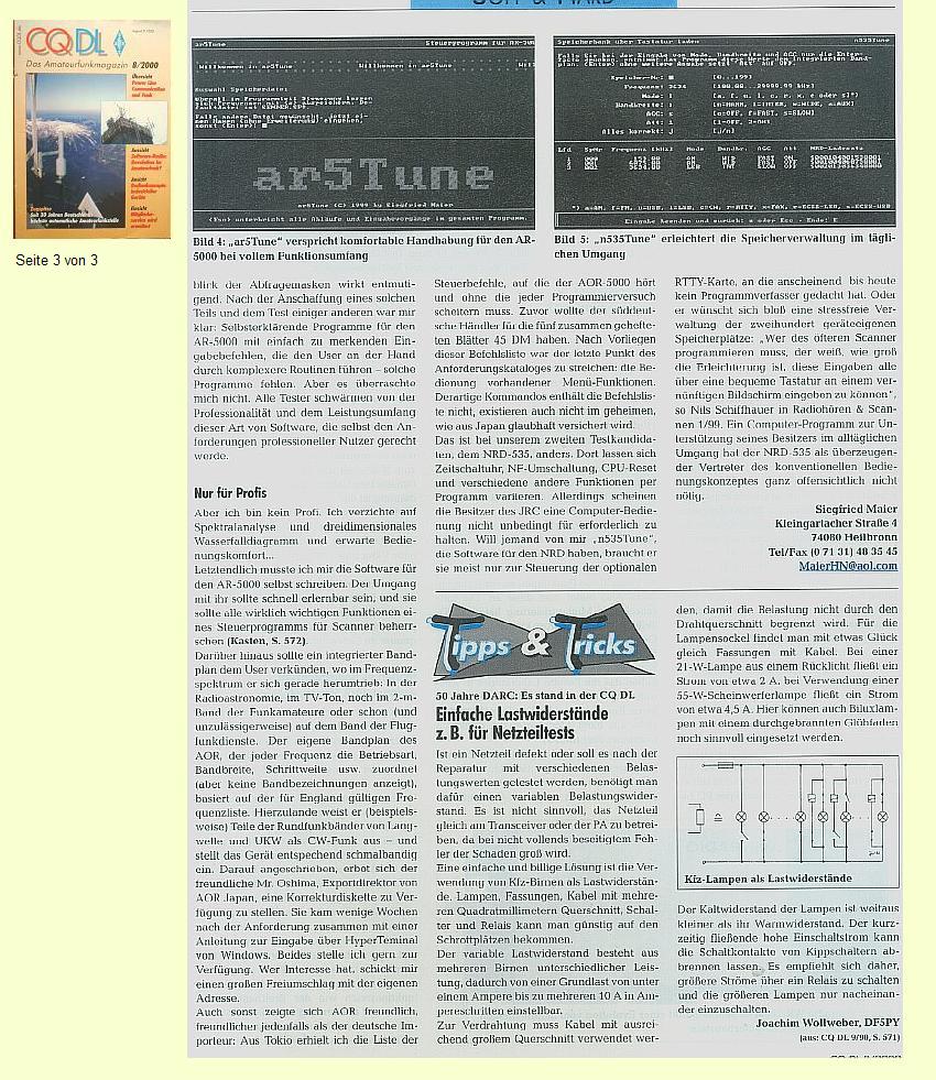 Beitrag in CQDL 8/2000, 3. Seite