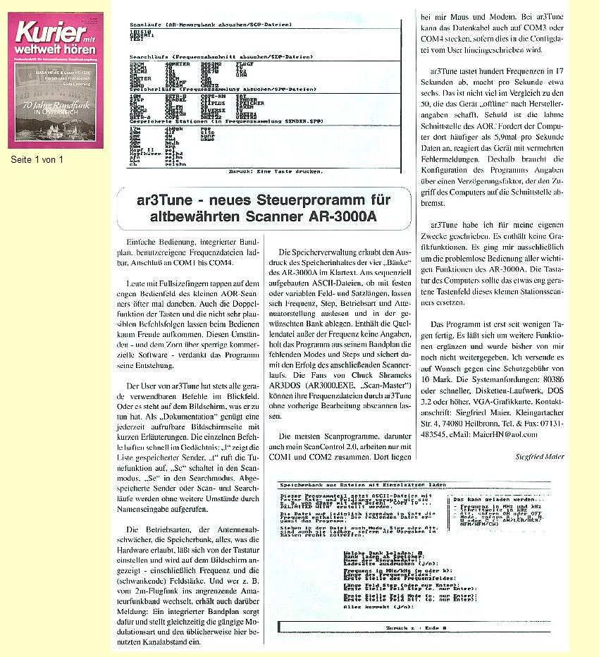 Beitrag in Kurier 12/99