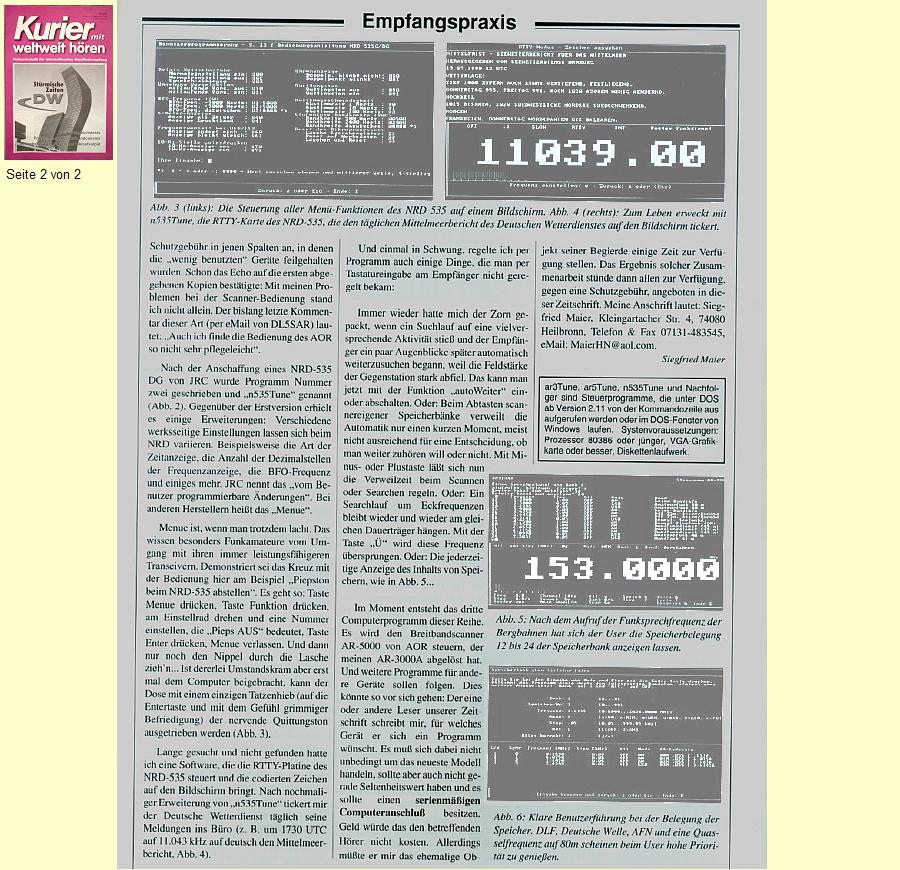 Beitrag in Kurier 18/99, 2. Seite